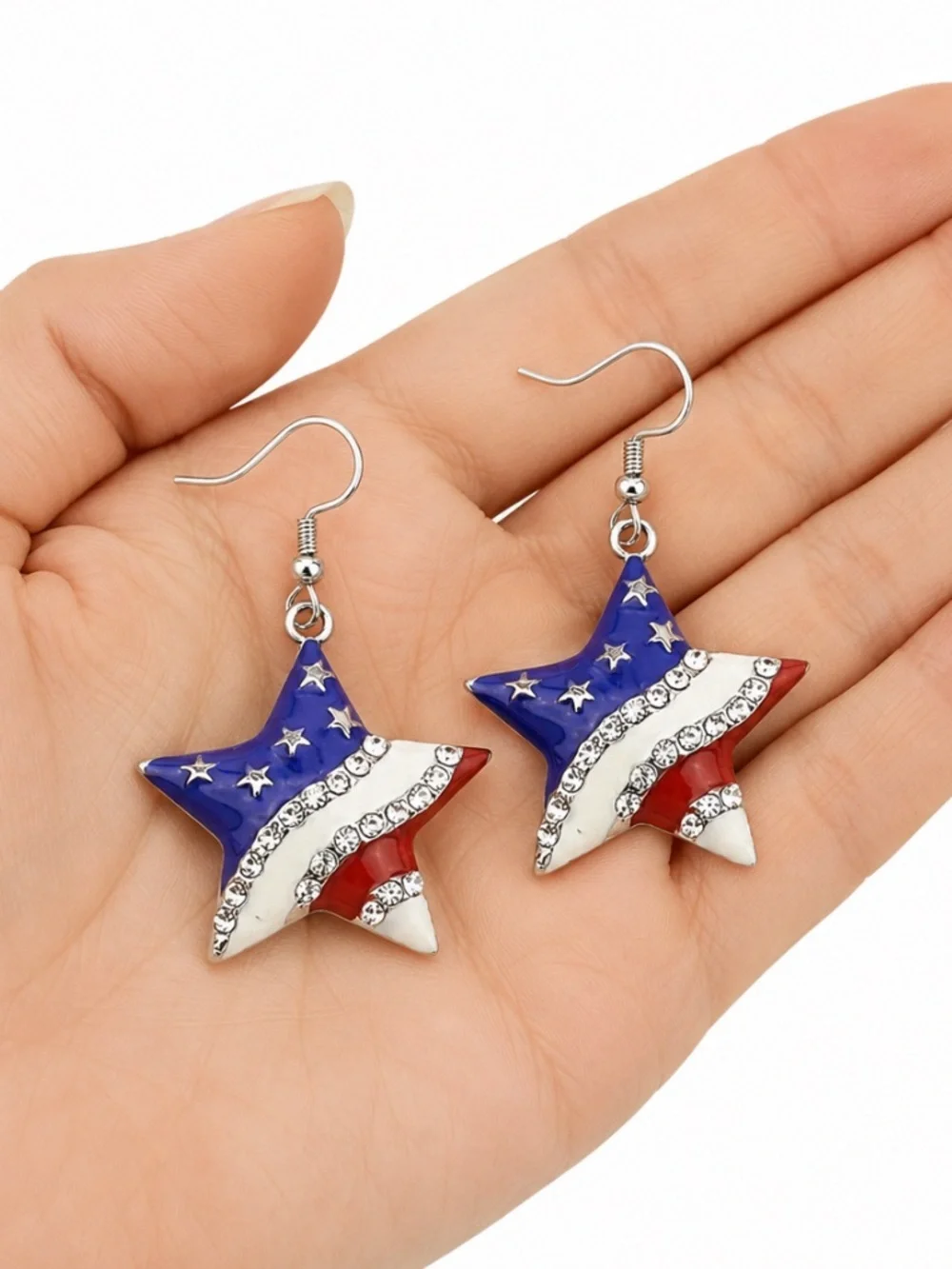 New Patriotic USA Flag Star Earrings Rhinestones Dangle 4th of July
C3 - Picture 3 of 5